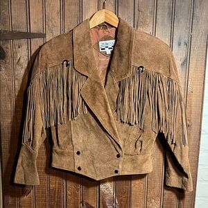 Vintage Yearbook Western Tan Suede Fringe Jacket